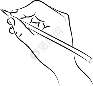 手握铅笔 插图 向量 在白色背景背景图片