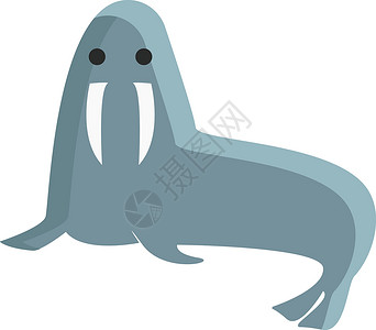 努斯峡湾蓝色海象 向量或颜色说明插画