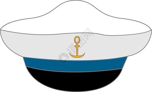 白色水手帽 插图 白背景的矢量背景图片