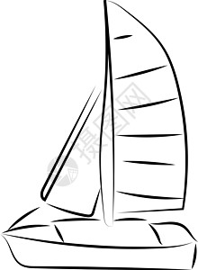 双体船巡航白色背景上的帆船海浪海洋帆船赛插图艺术娱乐绘画运输草图运动设计图片