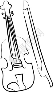 画小提琴 插图 白色背景的矢量背景图片