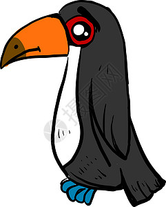 Sad toucan鸟 插图 白色背景的矢量高清图片