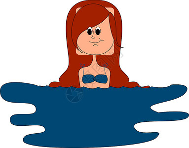 穿蓝色泳衣的女孩背景图片