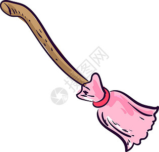 白色背景上可爱的粉红色扫帚插画矢量背景图片