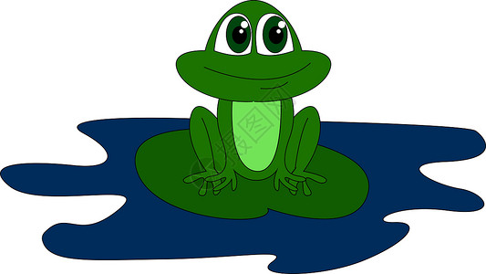白色背景的可爱绿青蛙 插图 矢量背景图片