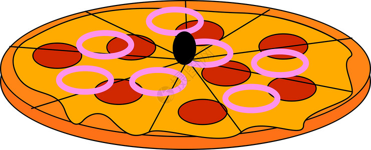 带有洋葱 插图 白底矢量的披萨背景图片