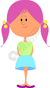 白色背景上粉红色头发的女孩插画矢量背景图片