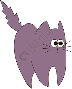 猫白底紫色猫 插图 白底矢量插画