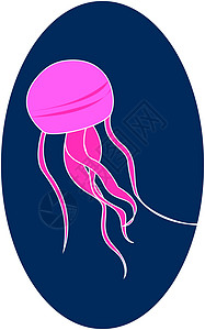 美杜莎粉红水母鱼在水下 插图 白色背面的矢量设计图片