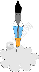 白色背景上中的飞行火箭背景图片