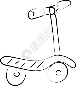 自行车复古滑板车白色背景上的滑板车插画