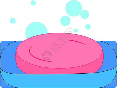 蓝色的肥皂白色背景上的粉色肥皂圆形卫生绿色液体奢华紫色泡沫艺术红色设计图片