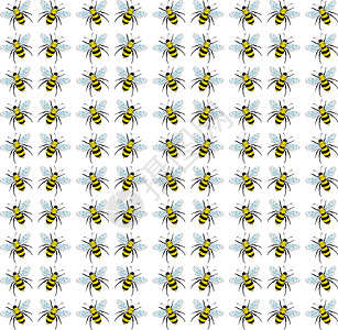 蜜蜂壁纸 插图 白色背景的矢量蜂窝六边形黄色绘画卡通片艺术织物蜂蜜昆虫装饰品背景图片