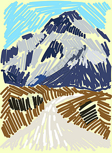 白神山地通往山地的道路 插图 白背景的矢量插画