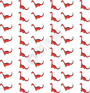 恐龙娃娃红恐龙壁纸 插图 白背景矢量插画