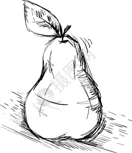 一筐苹果加梨白色背景上的梨植物橙子草图食物水果艺术绘画甜点饮食叶子设计图片
