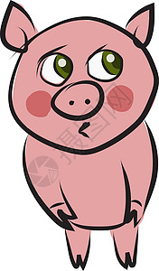 捂眼睛的小猪害怕的小猪 插图 白背景的矢量设计图片