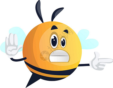 黄色蜜蜂标签蜜蜂显示方向 插图 白色背景的矢量插画
