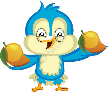 黄果柑蓝鸟有黄果 插图 白b矢量插画