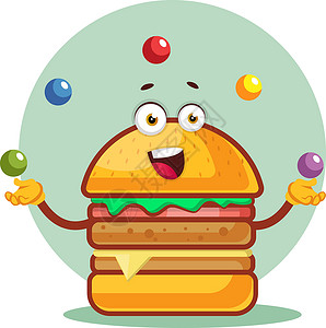 夹肉的汉堡汉堡夹与彩色球 插图 矢量交织在一起插画