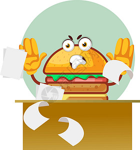 汉堡纸愤怒的汉堡把纸从桌子上扔了出来 插图 矢量O插画