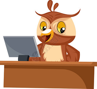 掠夺性的猫头鹰从事计算机 插图 白后腹角矢量等工作设计图片