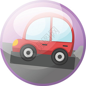 一辆红色汽车在道路矢量点检上行驶的卡通人物背景图片