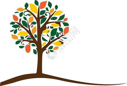 一棵树 有秋叶矢量或彩色插图背景图片