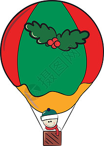 圣诞节空气气球矢量或颜色插图上的雪人背景图片
