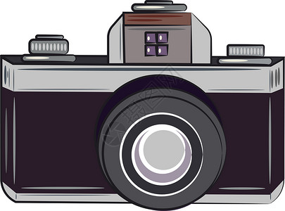 相机镜片相机矢量或彩色图案的轮廓记录图标镜片快照照片闪光视频绘画插图插画