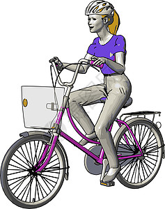 身着头盔 非常活跃和运动的女童骑自行车背景图片