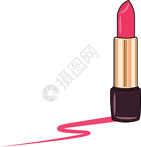粉紅唇膏矢量或彩色插图背景图片