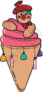 冰淇淋圆锥形糖果矢量或彩色插图背景图片
