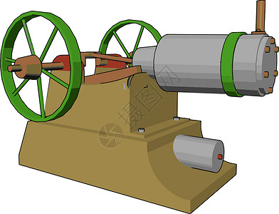 手动操作的引擎机机向量或颜色插图背景图片
