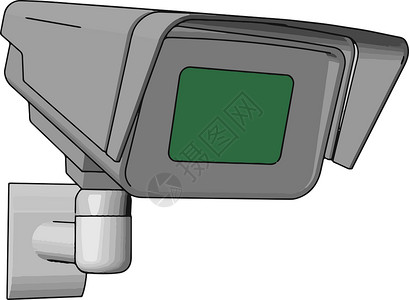 绿色摄像头视频监控摄像头矢量或彩色插图插画