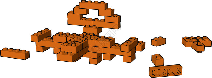 橙色块玩具矢量或颜色插图背景图片