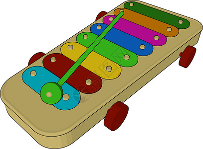 玩具钟琴卡通矢量或彩色插图背景图片