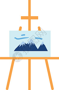 Easel 与一张画布和一幅山岳矢量i的绘画高清图片