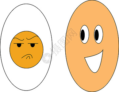 颜色鸡蛋白后脑中快乐和愤怒的鸡蛋插图颜色矢量插画