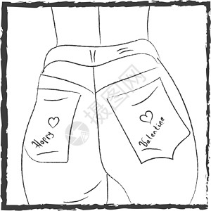 牛仔裤矢量或颜色插图的背面背景图片