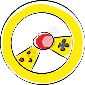 黄色游戏车轮 带控制插图彩色矢量背景图片