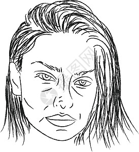 妇女脸向矢量或彩色插图的绘画背景图片