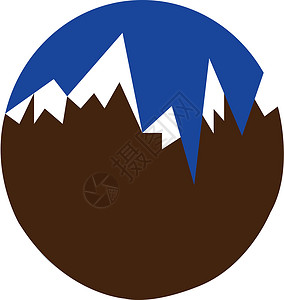 雪向量或彩色图示覆盖的山峰背景图片
