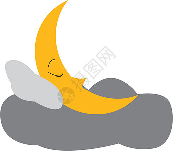 新月月睡眠矢量或彩色插图背景图片