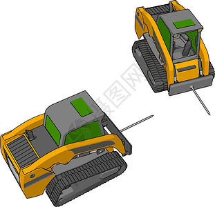 绿色和黄黄色运输车辆矢量图解说明高清图片