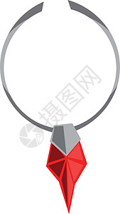 钻石4C带有美丽的红宝石附带矢量的银项链c插画