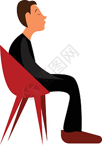 坐在凳子上的人一个小男孩坐在红色的休息室 c 上等人插画