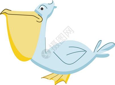 鹈鹕科水禽统称带大嘴和长喉袋微粒的水鸟插画