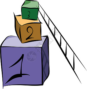 有数字的五颜六色的立方体箱子和滑的长的梯子背景图片