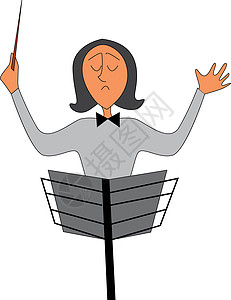音乐指挥棒白色的管弦乐队指挥器矢量插图肖像插画